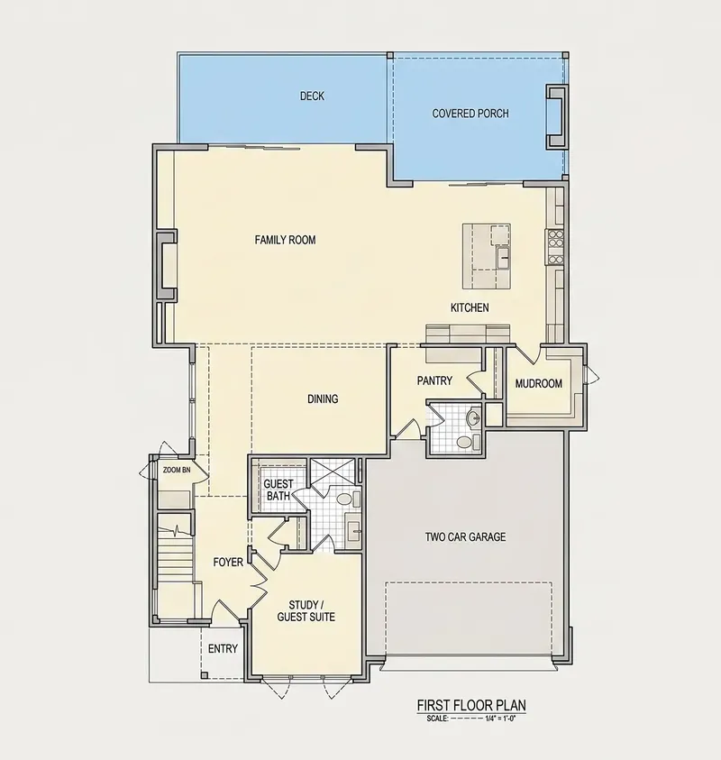 Main Floor 17 – 2-Story House Plan 4075 ft², 3 Beds — 61502R