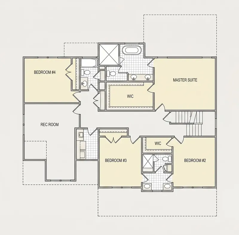 Second Floor 7 – 2-Story House Plan 3668 ft², 5 Beds — 95630R