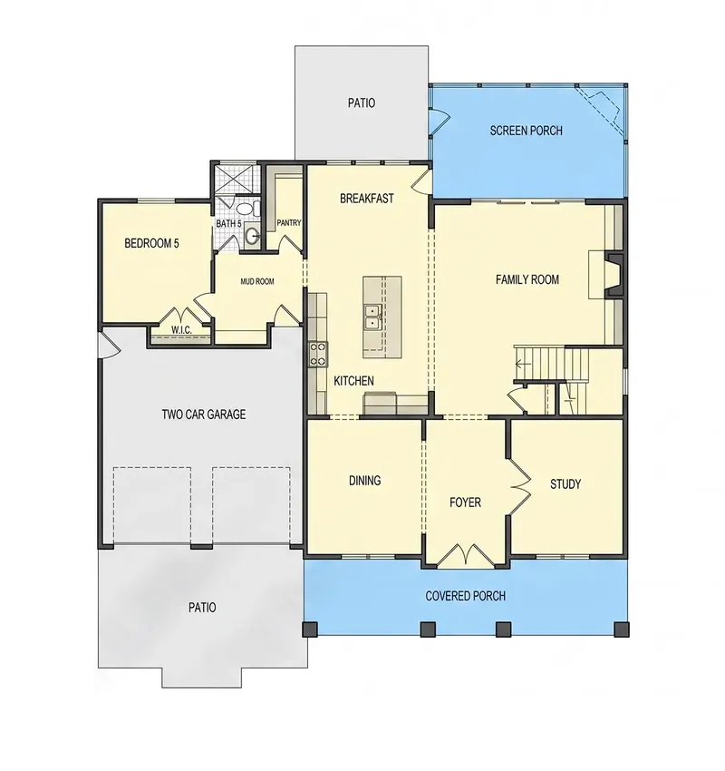 Main Floor 6 – 2-Story House Plan 3668 ft², 5 Beds — 95630R
