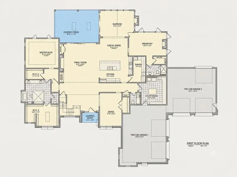 Main Floor 9 – 2-Story House Plan 6261 ft², 4 Beds — 93555R