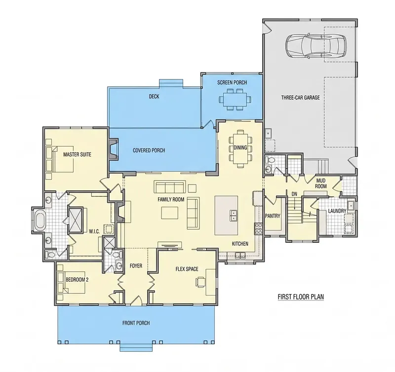 Main Floor 9 – 1.5-Story House Plan 4697 ft², 4 Beds — 62850R