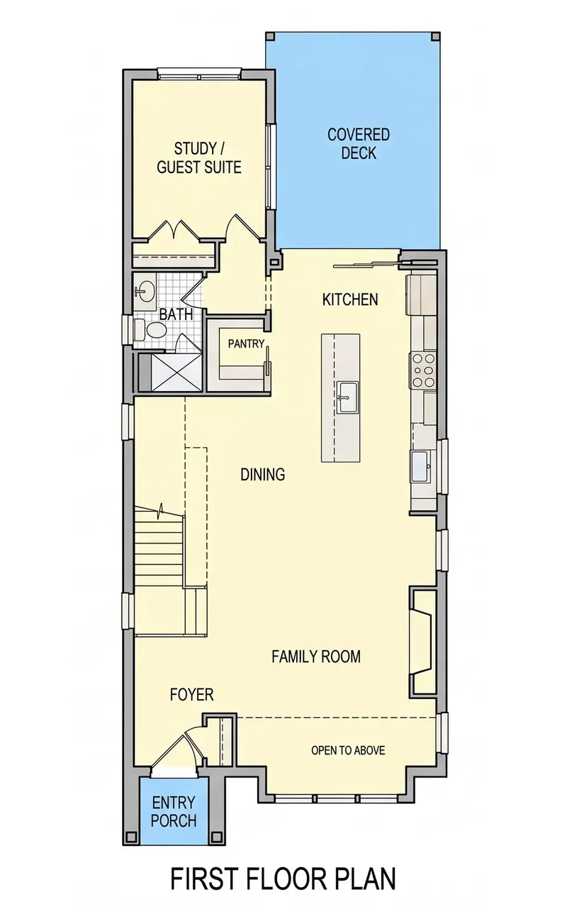 Main Floor 6 – 3-Story House Plan 2560 ft², 4 Beds — 57019R