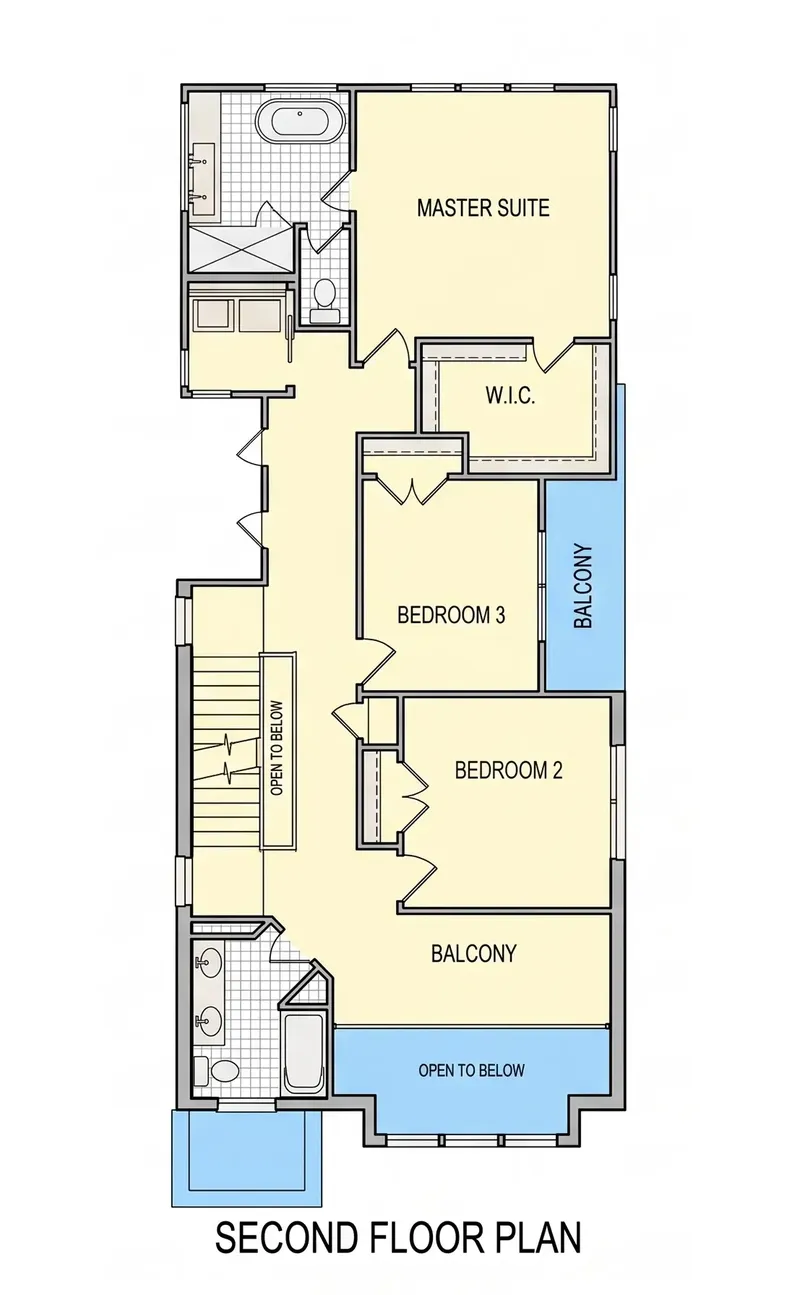 Second Floor 7 – 3-Story House Plan 2560 ft², 4 Beds — 57019R