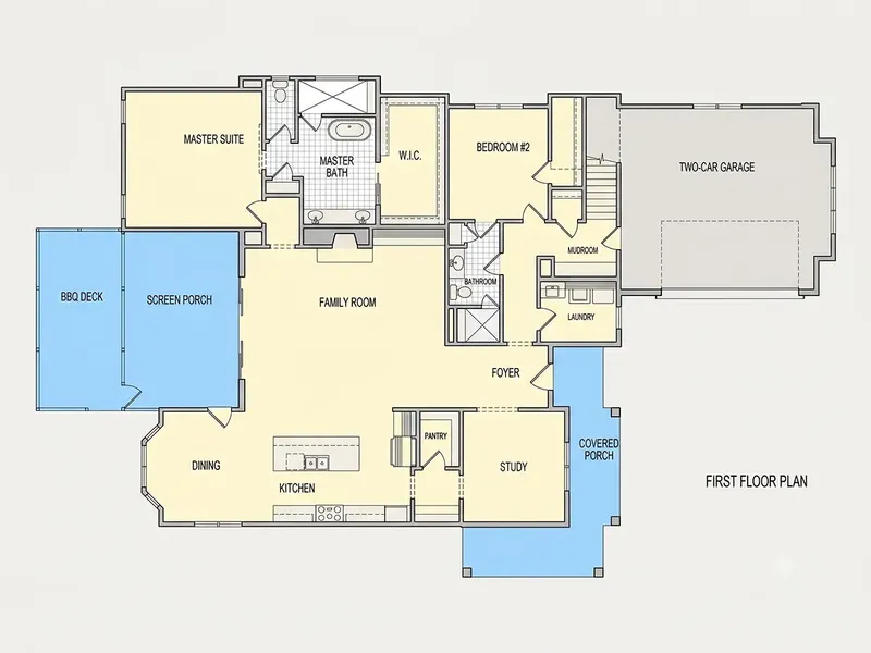 Main Floor 21 – 1.5-Story House Plan 3672 ft², 4 Beds — 68875R
