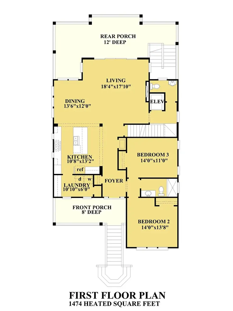 Main Floor 7 – 3-Story House Plan 2361 ft², 4 Beds — 22177R