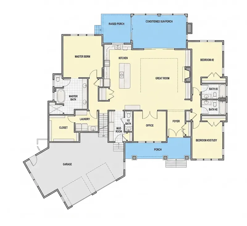 Main Floor 22 – 2-Story House Plan 3558 ft², 4 Beds — 27439R