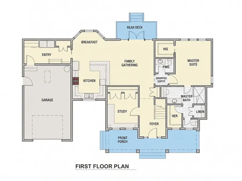 Main Floor 7 – 1.5-Story House Plan 2243 ft², 3 Beds — 74941R