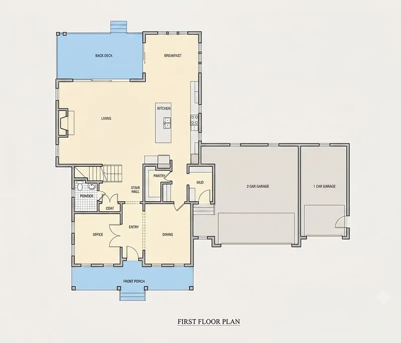 Main Floor 9 – 2-Story House Plan 3908 ft², 4 Beds — 70535R