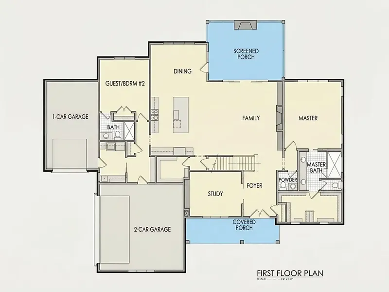 Main Floor 20 – 1.5-Story House Plan 4160 ft², 4 Beds — 59424R