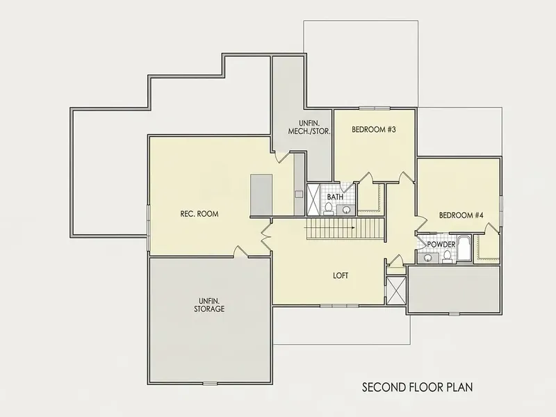Second Floor 21 – 1.5-Story House Plan 4160 ft², 4 Beds — 59424R