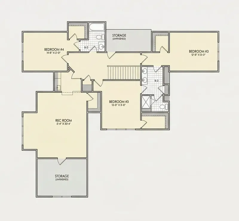 Second Floor 26 – 1.5-Story House Plan 4143 ft², 4 Beds — 16340R