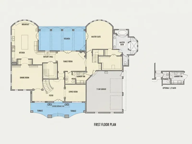 Main Floor 20 – 2-Story House Plan 5155 ft², 4 Beds — 31095R