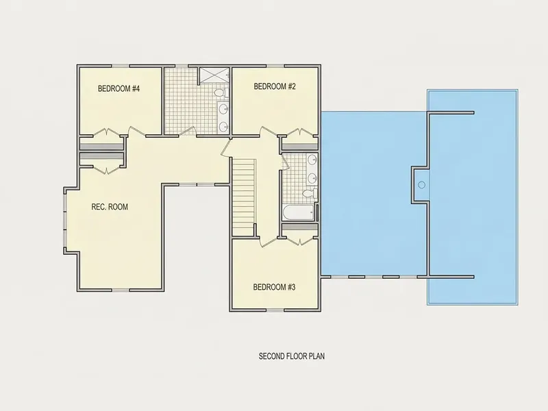 Second Floor 8 – 2-Story House Plan 2557 ft², 4 Beds — 52375R
