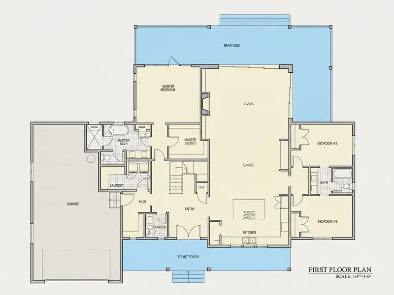 Main Floor 21 – 1.5-Story House Plan 3750 ft², 4 Beds — 88745R