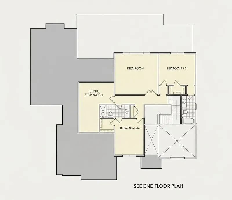 Second Floor 19 – 1.5-Story House Plan 3722 ft², 4 Beds — 61936R