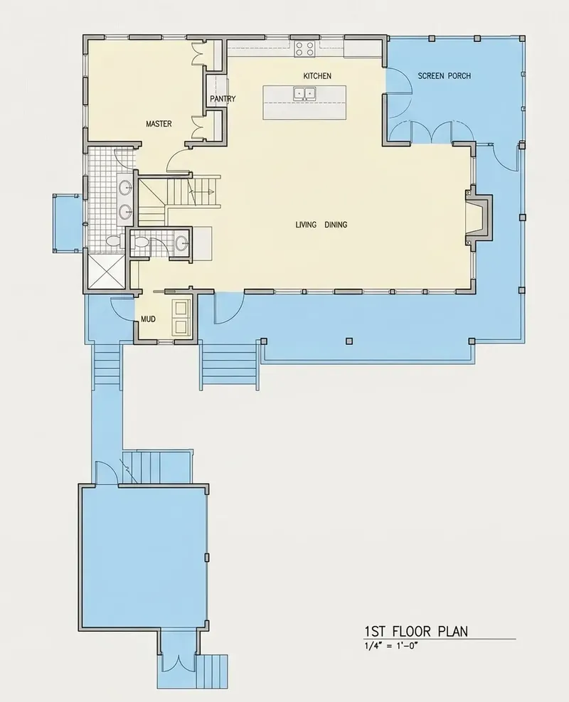 Main Floor 13 – 1.5-Story House Plan 2505 ft², 4 Beds — 67118R
