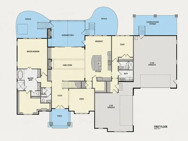 Main Floor 10 – 2-Story House Plan 4403 ft², 4 Beds — 50001R