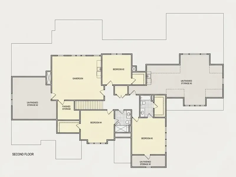 Second Floor 11 – 2-Story House Plan 4403 ft², 4 Beds — 50001R