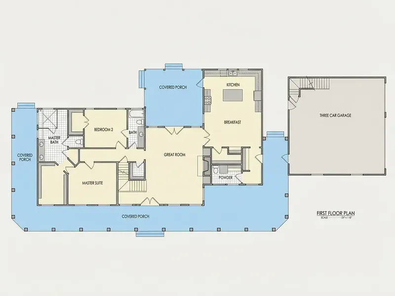 Main Floor 13 – 1.5-Story House Plan 3363 ft², 3 Beds — 32420R