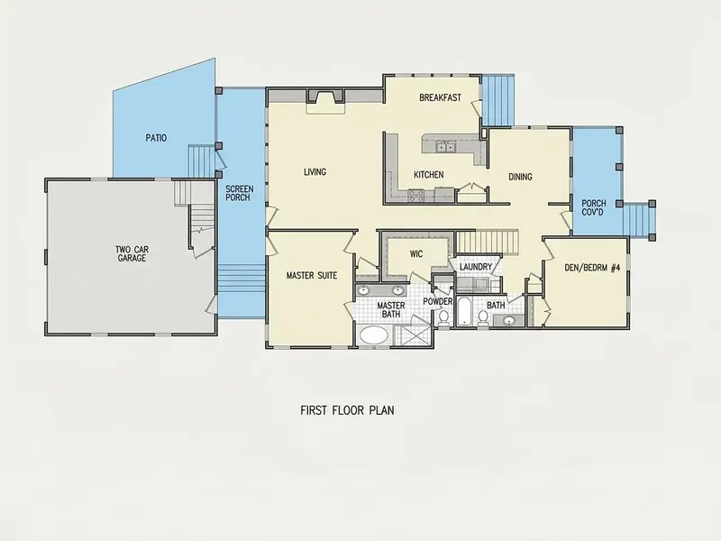 Main Floor 22 – 1.5-Story House Plan 1916 ft², 4 Beds — 41659R