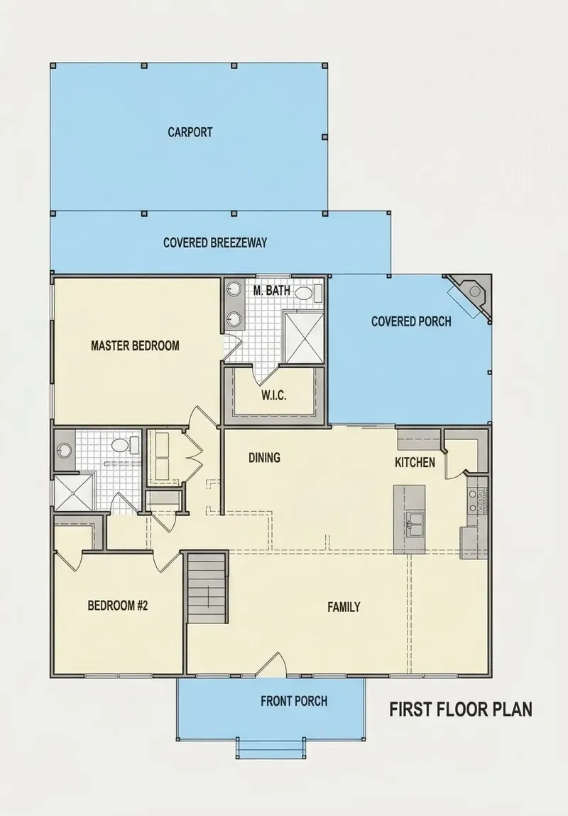 Main Floor 19 – 1.5-Story House Plan 2410 ft², 4 Beds — 18142R