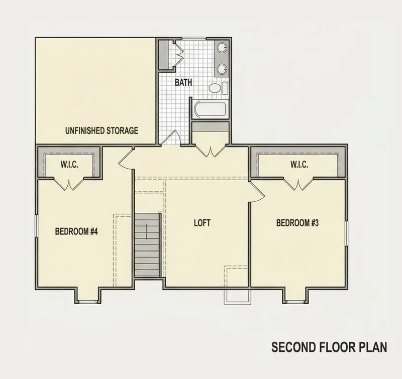 Second Floor 20 – 1.5-Story House Plan 2410 ft², 4 Beds — 18142R