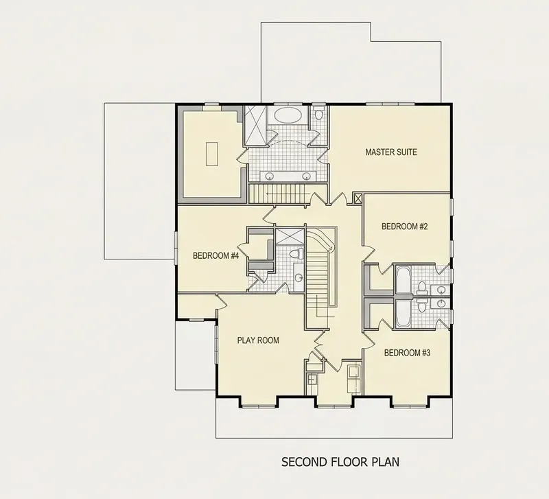 Second Floor 16 – 2-Story House Plan 4400 ft², 5 Beds — 98311R