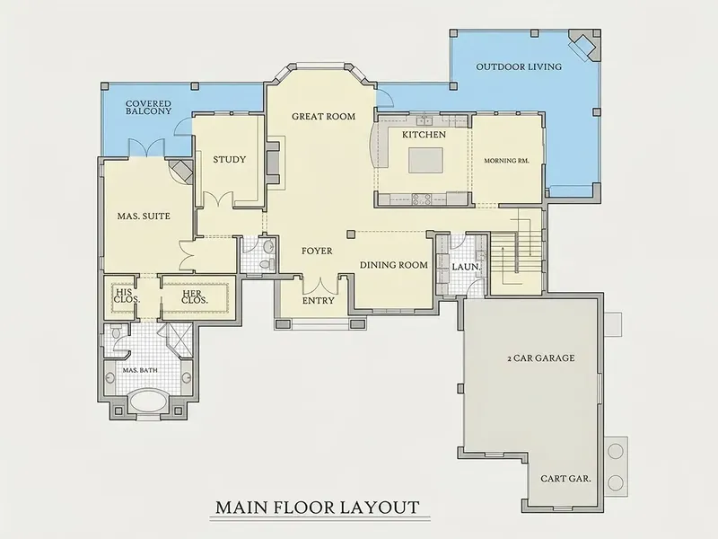 Main Floor 17 – 1-Story House Plan 4571 ft², 4 Beds — 58880R