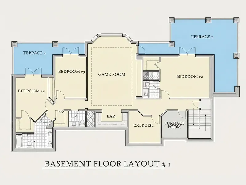 Basement 18 – 1-Story House Plan 4571 ft², 4 Beds — 58880R