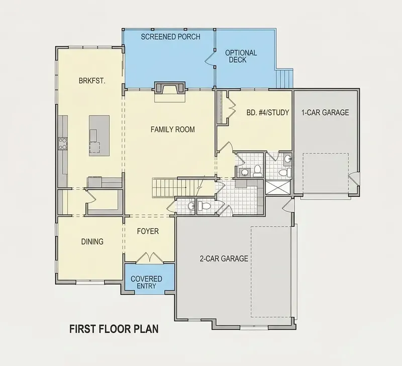 Main Floor 10 – 3-Story House Plan 4081 ft², 4 Beds — 68288R