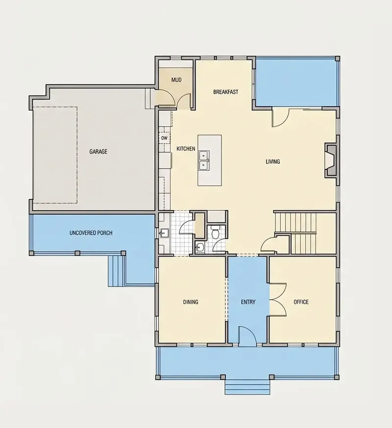 Main Floor 15 – 2-Story House Plan 2551 ft², 4 Beds — 81334R