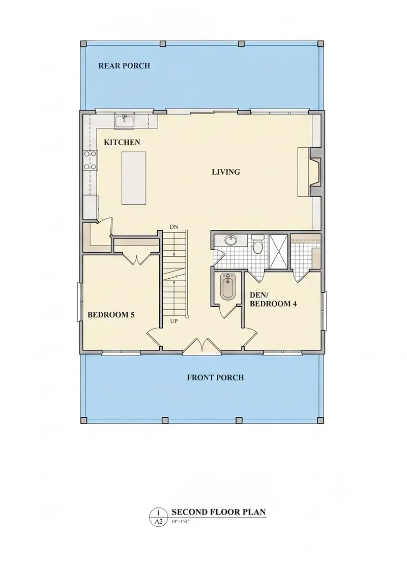 Second Floor 13 – 3-Story House Plan 3166 ft², 6 Beds — 24453R