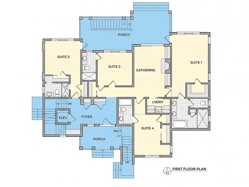 Main Floor 12 – 3-Story House Plan 3067 ft², 4 Beds — 89056R