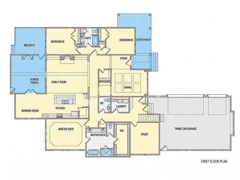 Main Floor 9 – 1.5-Story House Plan 3507 ft², 4 Beds — 84955R