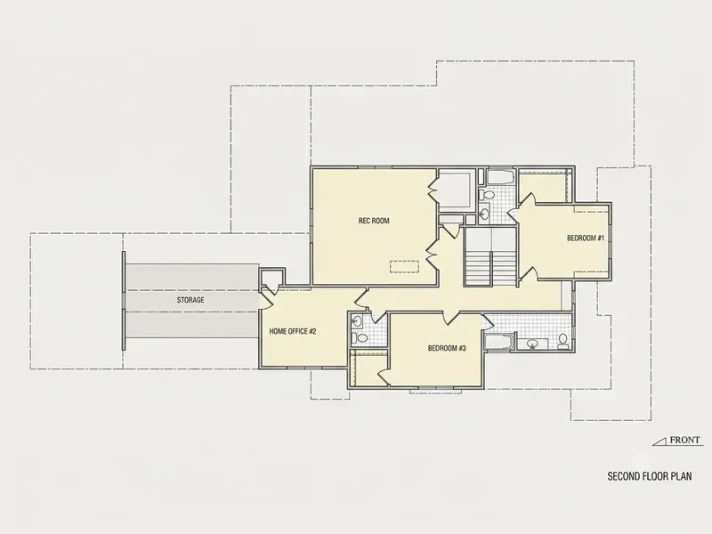 Second Floor 12 – 2-Story House Plan 4035 ft², 4 Beds — 79750R
