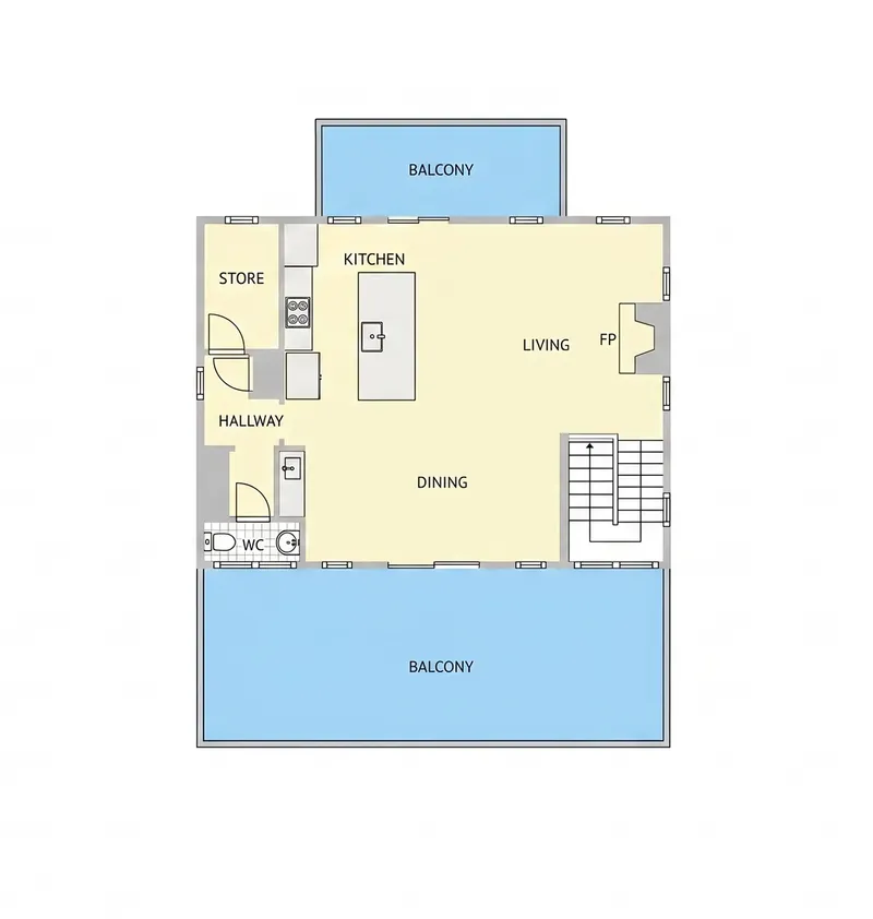 Second Floor 21 – 3-Story House Plan 3026 ft², 5 Beds — 13197R