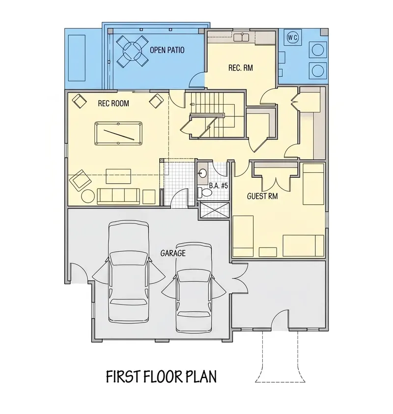 Main Floor 26 – 3-Story House Plan 5091 ft², 5 Beds — 67090R