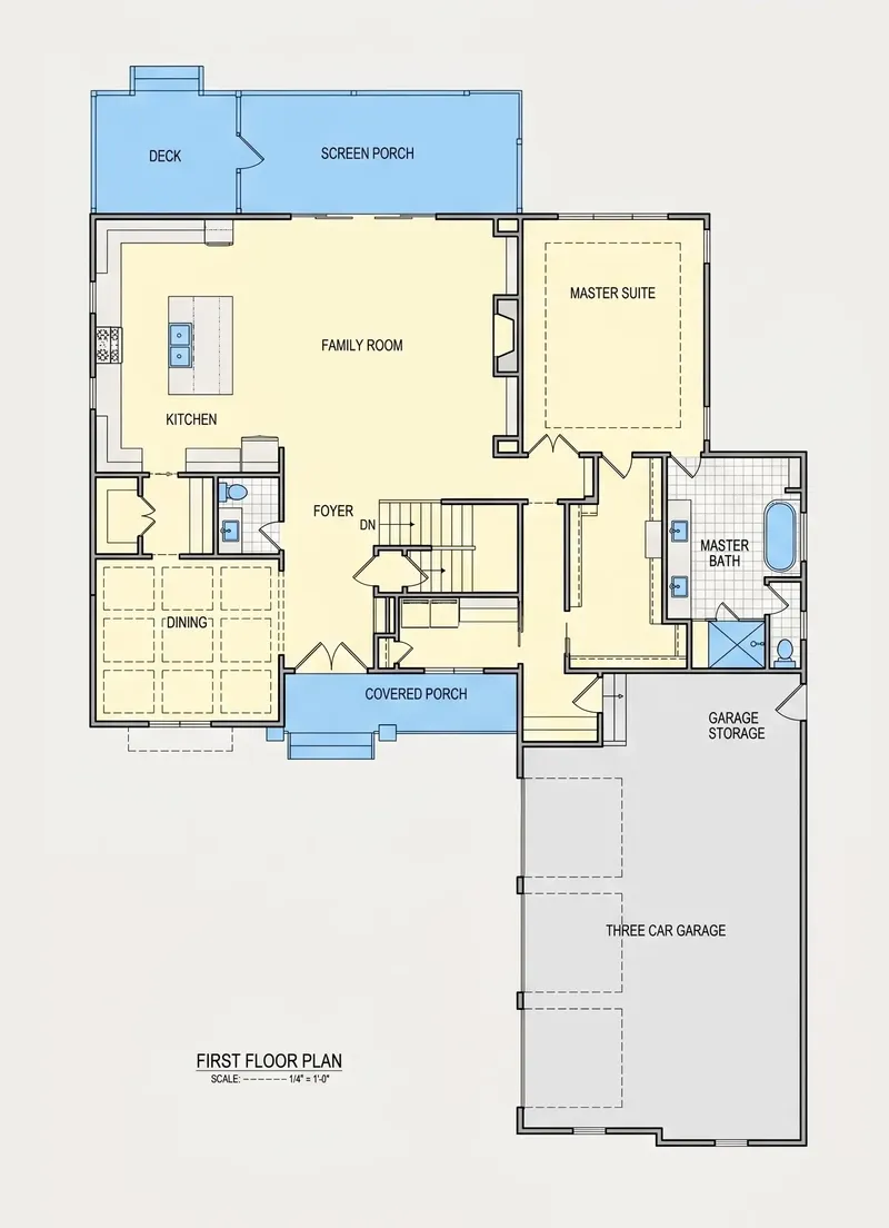 Main Floor 21 – 1.5-Story House Plan 4579 ft², 4 Beds — 73643R