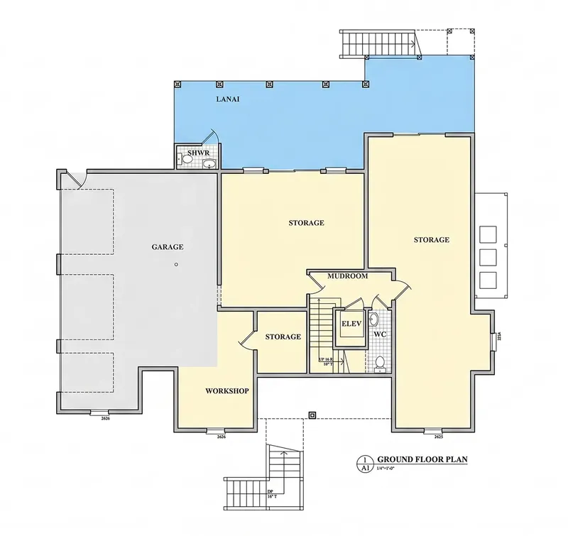 Basement 9 – 3-Story House Plan 4058 ft², 4 Beds — 89611R