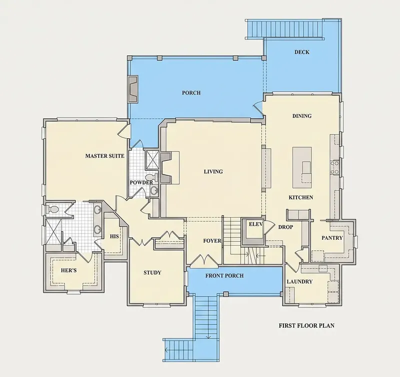 Main Floor 10 – 3-Story House Plan 4058 ft², 4 Beds — 89611R