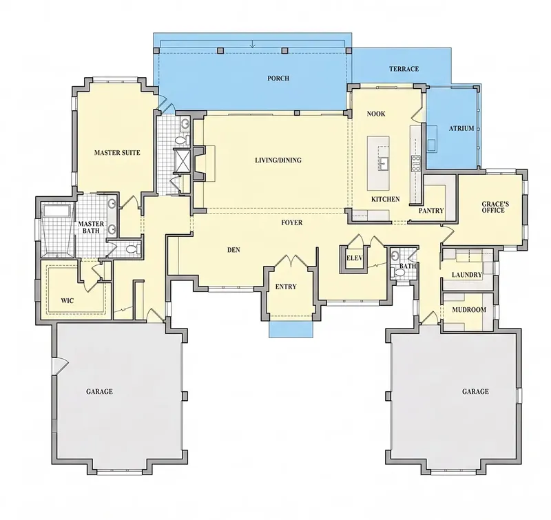 Main Floor 9 – 1.5-Story House Plan 5168 ft², 4 Beds — 22786R