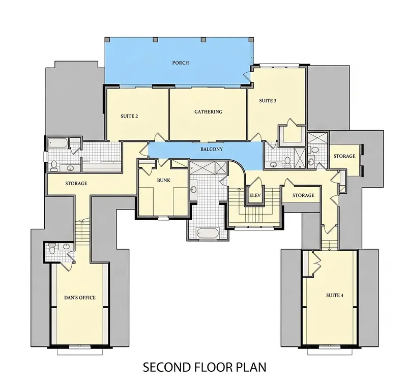 Second Floor 10 – 1.5-Story House Plan 5168 ft², 4 Beds — 22786R