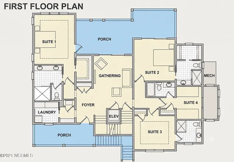 Main Floor 19 – 3-Story House Plan 3236 ft², 4 Beds — 87724R