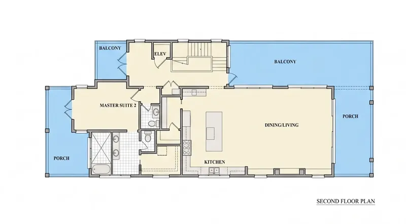 Second Floor 32 – 3-Story House Plan 4803 ft², 5 Beds — 96183R
