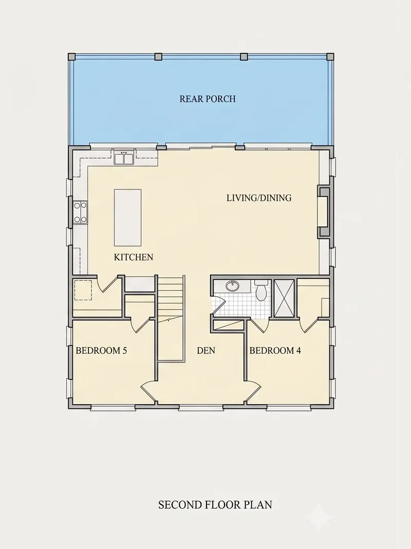 Second Floor 23 – 2-Story House Plan 2356 ft², 5 Beds — 53391R