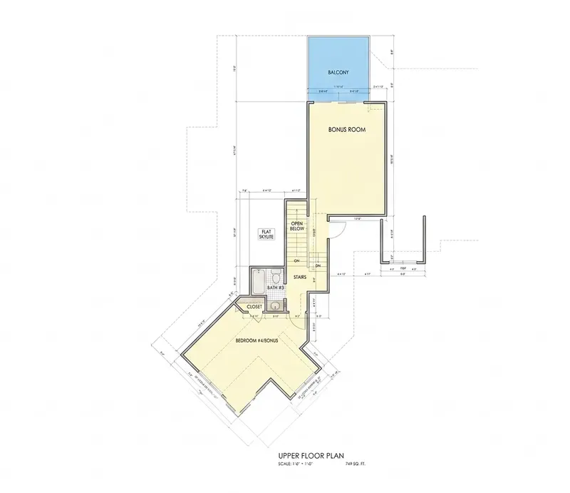 Second Floor 17 – 1.5-Story House Plan 3251 ft², 4 Beds — 65567R
