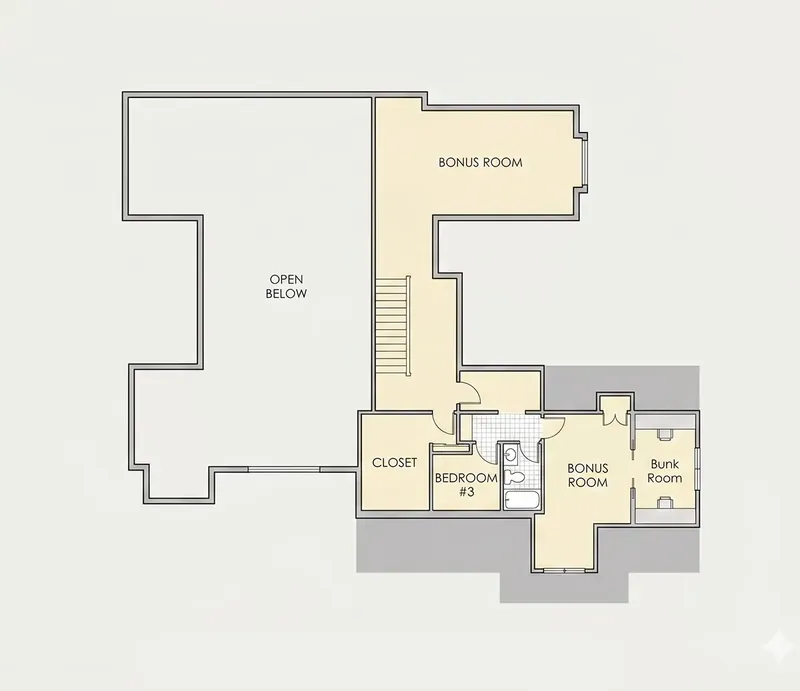 Second Floor 11 – 1.5-Story House Plan 2709 ft², 2 Beds — 77130R