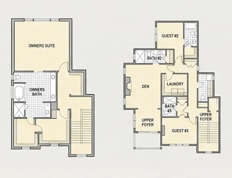 Second Floor 10 – 3-Story House Plan 3035 ft², 3 Beds — 55837R