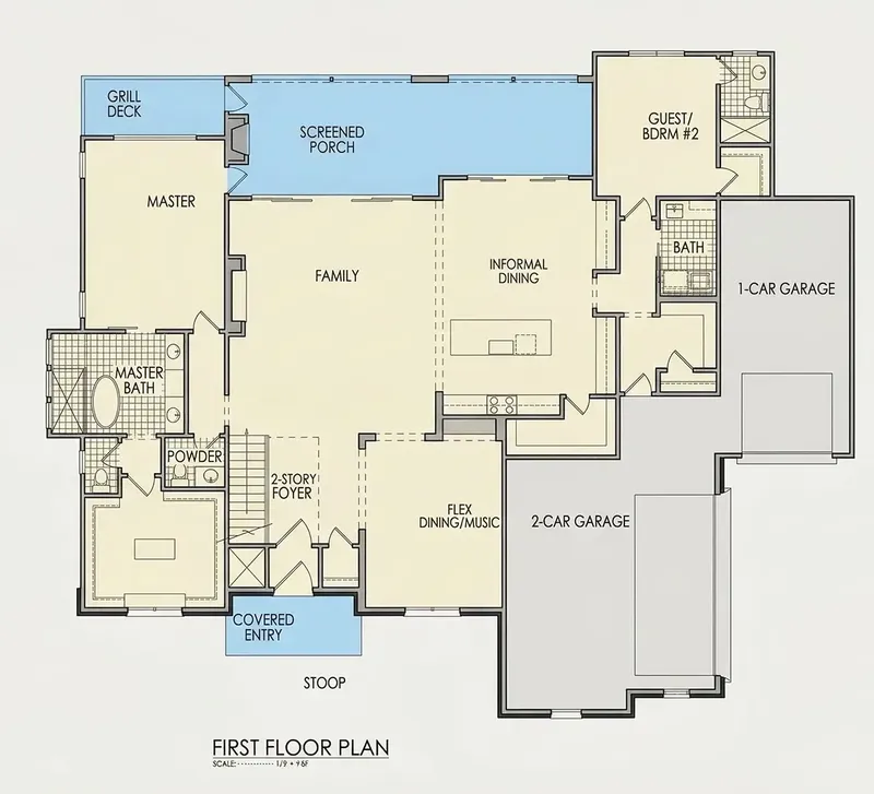 Main Floor 14 – 2-Story House Plan 4101 ft², 4 Beds — 84914R
