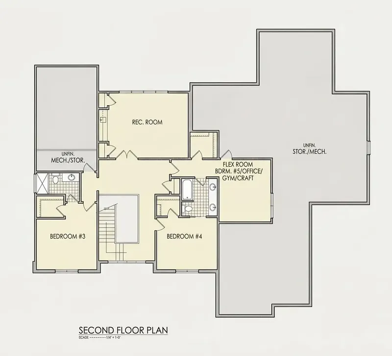 Second Floor 15 – 2-Story House Plan 4101 ft², 4 Beds — 84914R